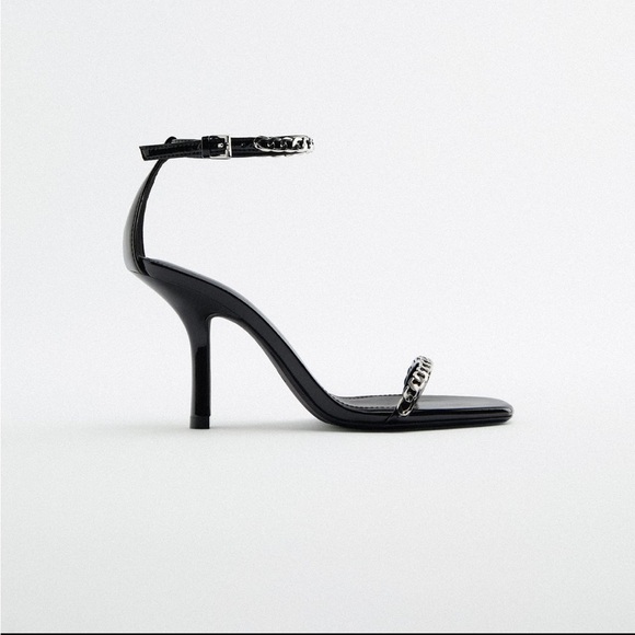 ZARA CHAIN HIGH HEELED‎ SANDALS WITH CHAIN SHOES NWT - Picture 2 of 3